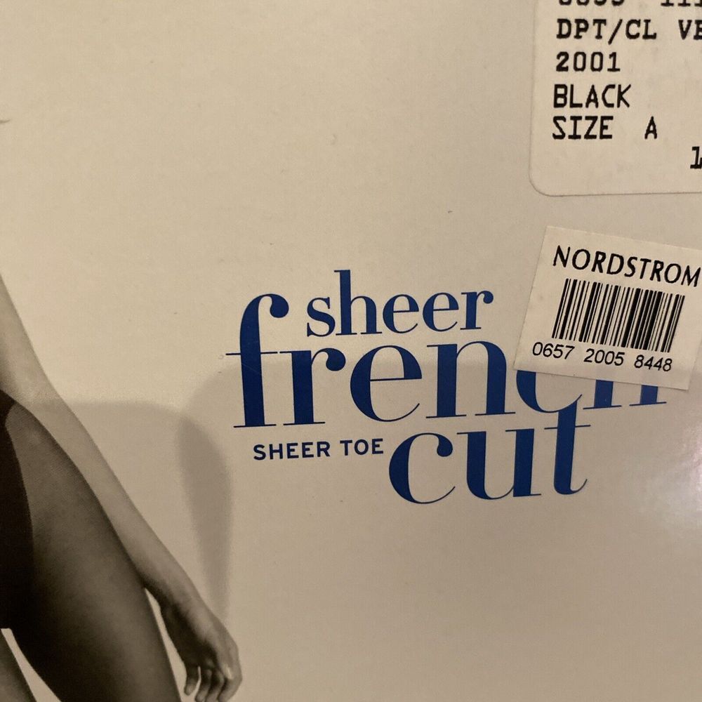 Nordstrom Sheer French Cut sheer toe Black size A Pantyhose NOS Vintage - Picture 4 of 7